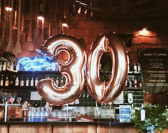 Balloons 40&quot; Foil | Rose Gold Balloons | Balloon Number | Happy Birthday Balloons | Helium Fill | Age Number | Hello 30 | 21 | 16 | 18
