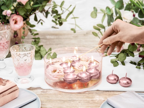 Rose Gold Floating Candles Hen Party Decor Wedding Table