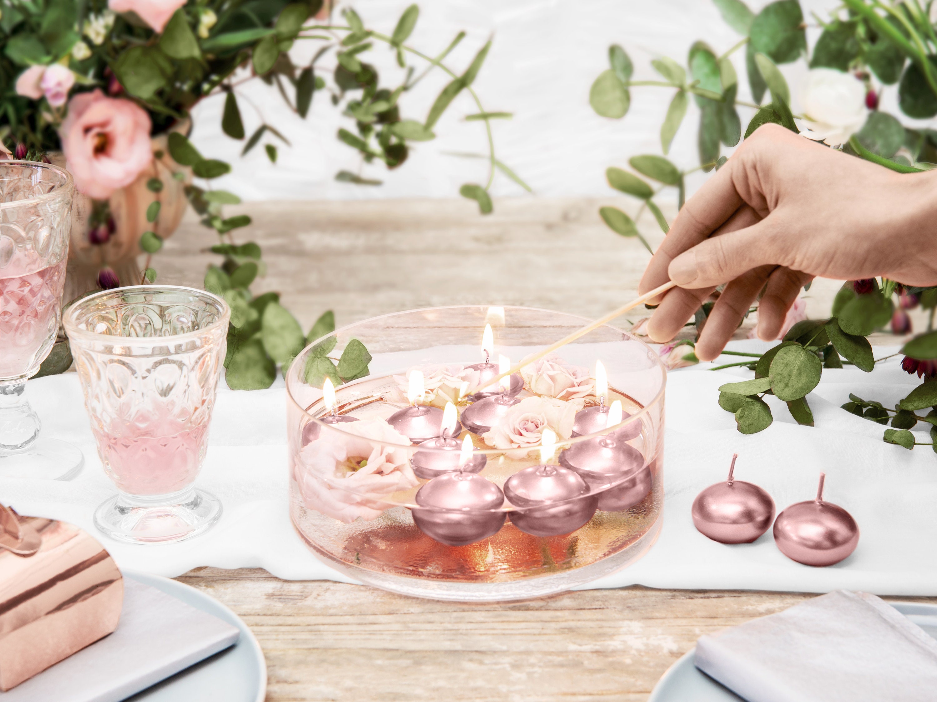 Rose gold table decorations deals