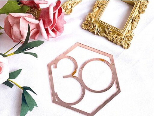 Rose Gold Cake Topper Birthday Party Decoration Numbers Age 18 21 30 40 ...