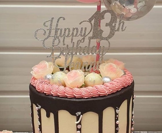 Rose Gold Glitter 30th Birthday Cake Topper, Rose Gold Birthday