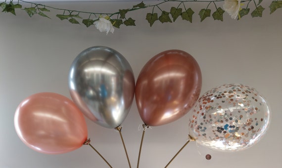 Rose Gold Balloon Confetti round 11/" clear wedding bride engaged ceiling