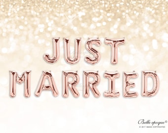 PALLONCINI APPENA SPOSATI / Palloncini in oro rosa / palloncini d'argento d'oro / festa / lettera / palloncino di ghirlanda / doccia nuziale / sposa / matrimonio