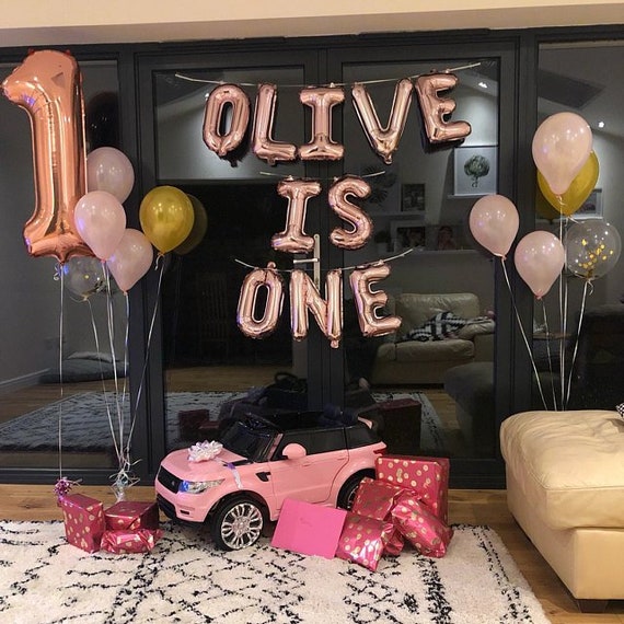 Custom Name Is One Rose Gold Balloons Gold Silver Balloons Party Balloons Custom Letter Custom Balloons Birthday Name Wild One