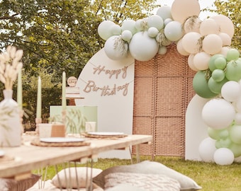 Balloon Arch Kit Garland Birthday Hen Decorations Wedding Eucalyptus Botanical Sage Green Olive Blush White Pastels Macarons Safari Tropical