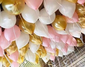 Ceiling Balloons Blush Pink Balloons 11" Latex | White Balloons |  Birthday Balloons | Birthday | Bride | Engaged, Wedding Balloons, gold