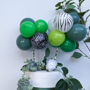 Balloon Cake Topper 5&quot; Mini Bunting Arch Garland Party Birthday Wedding Baby Wild One Gift Sage Green Lime Zebra Animal Print White Silver