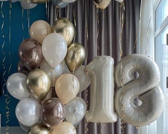 Champagne Nummers Blush Bruin Parel Wit Goud Chroom Happy Birthday Party Decoration Pastels - Niet opgeblazen