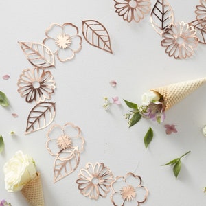 whimsical rose gold cut-out floral garland, Wedding, Birthday, Engaged, Decor, Banner, Hen Party Bride To Be Valentines