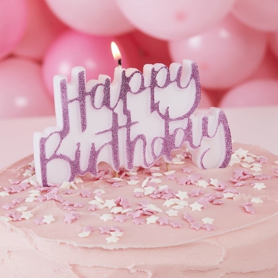 Happy Birthday Candles, 1st Birthday Party, Girls, Pink