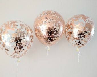Rose Gold Confetti Balloons 11" Latex | Party Balloons | Balloon Bouquet | Gold Balloons | Birthday | Wedding, Hen Party, Baby Shower Gatsby