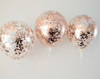 Rose Gold Confetti Balloons 11" Latex | Party Balloons | Balloon Bouquet | Gold Balloons | Birthday | Wedding, Hen Party, Baby Shower Gatsby