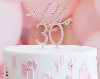 Hello 30 Cake Topper Rose Gold Birthday Party Decoration Numbers Acrylic
