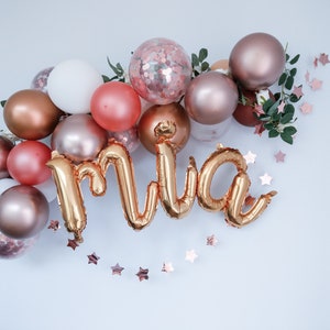 Rose Gold Arch Custom Name Balloons Chrome Copper White Gold Cursive Script Letters DIY Kit