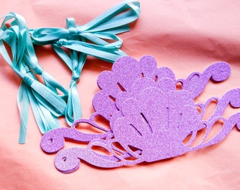 Mermaid Crown Purple Glitter Tiara Happy Birthday Princess Girl