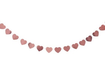 Rose Gold Heart Garland Valentines Decorations Hanging Decor Birthday Party Hen Banner Bunting