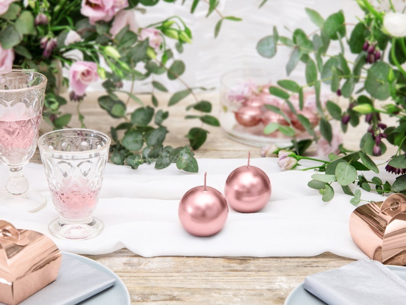 Rose Gold Sphere Candles Rose Gold Candles Happy Birthday Etsy UK