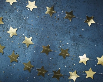 Gold Star Garland, Happy New Year, Christmas Decorations, Hanging Decor, Party Decor, Hen Banner, Bunting