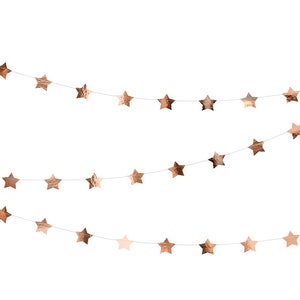 Ginger Ray Rose Gold Star Garland – 5 M Lange Sterngirlande, Metallisch Für Party-Deko