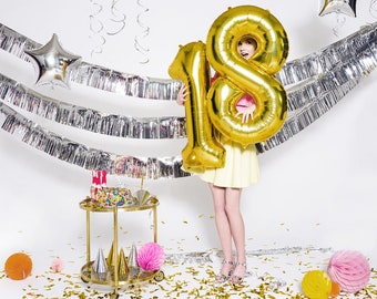 Gold Number Balloons 34" Foil, Gold Age Number, Happy Birthday Balloons , Helium Fill,  30 | 21 | 16 | 18 13 60 70 40 50 Party Decorations