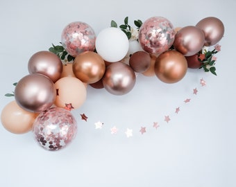 Roségold BallonBogen Set Girlande Geburtstag Konfetti Henne Party Dekoration Chrom Kupfer Blush Hochzeit