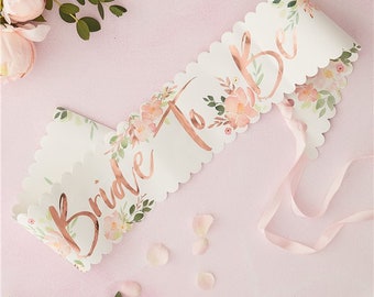 Rose Gold Bride to Be Sash, Floral Hen Party Sashes, Bachelorette Party, Bridal Shower, Team Bride, Floral Bachelorette Sashes, Gift, Hen Do