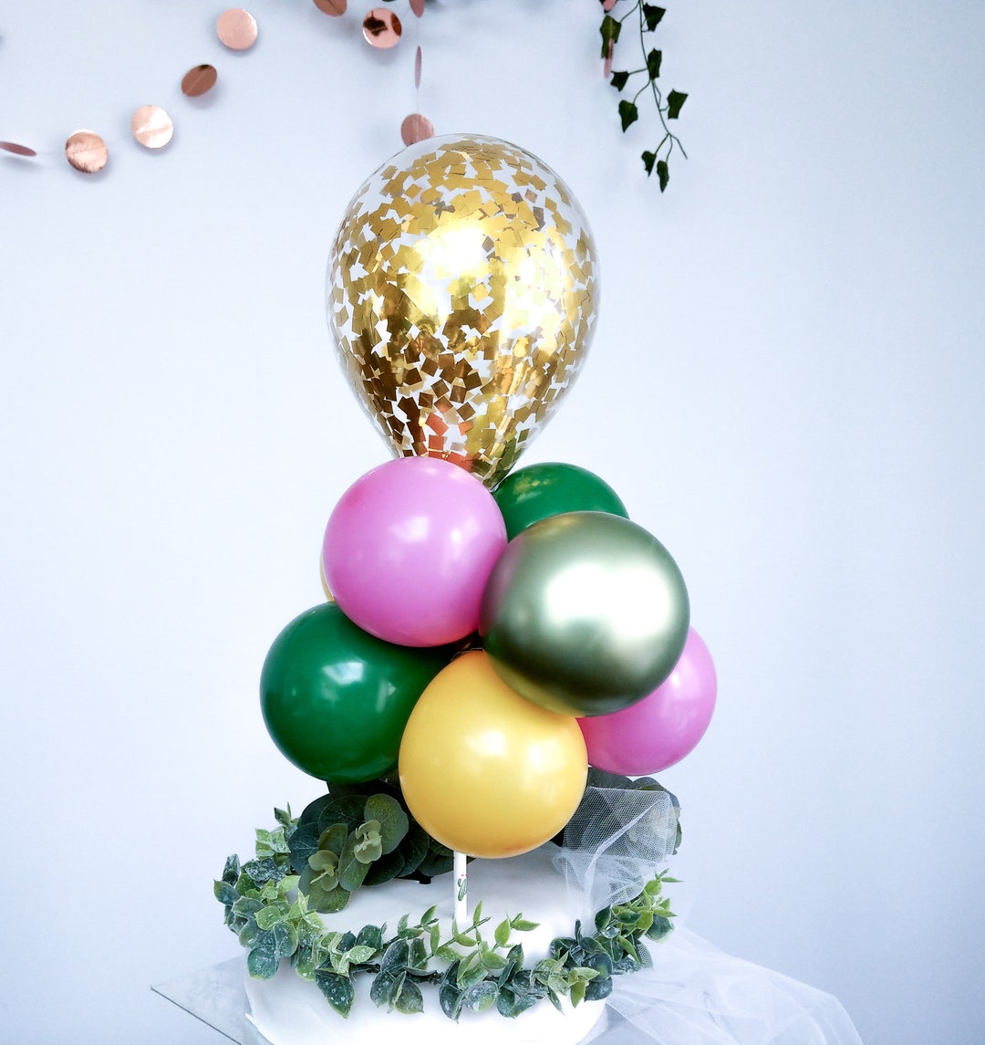 Balloon Cake Topper Gold Confetti Garland Arch Happy Birthday Party ...