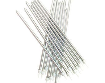 Silver Candles, Long Candles, 7 inch, Happy Birthday, Birthday Candles, Party Supplies, Engaged, Bridal, Wedding.