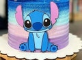 Cartoon Cake Topper Edible Wafer Stitch Blue Purple