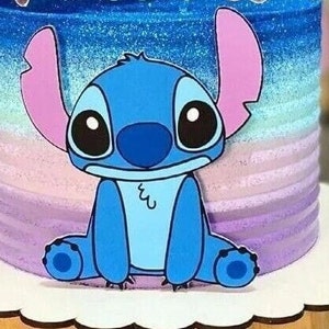 Cartoon Cake Topper Edible Wafer Stitch Blue Purple