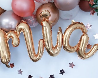 Rose Gold Custom Name Balloons, Personalized Cursive Letter Balloons, Birthday Party Decorations Balloon Garland Arch letters script