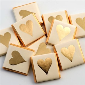Thank You Gold Heart Chocolates Italian Wedding favours Gifts Table Setting Treats Bachelorette sweets Hen Party Romantic Valentines boho
