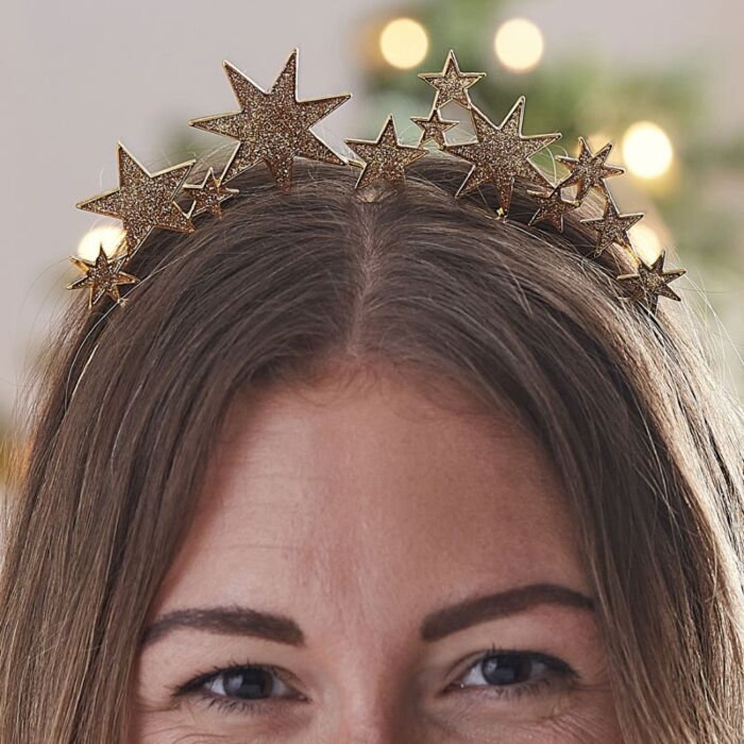 BOOMTOP 2pcs Glitzer Haarreifen Damen Gepolstert Strass Perlen Haarreif Silvester Weihnachten Haarschmuck Breit Haarbänder Glänzend Silvester Stirnband Mädchen Braut Haarschmuck Neujahr Geschenk