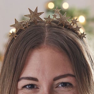 Christmas Headband Gold Stars Hair Accessory Fun Props Decorations New Year party Decor Hairband Adult Tree Antlers