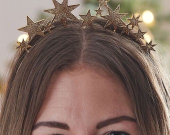 Christmas Headband Gold Stars Hair Accessory Fun Props Decorations New Year party Decor Hairband Adult Tree Antlers