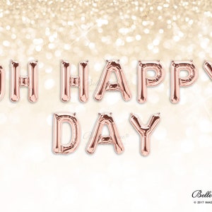 OH HAPPY DAY Rose Gold Balloons Gold Silver Balloons Two Wild Birthday Party Balloons Letter Garland Balloons Quotes image 1