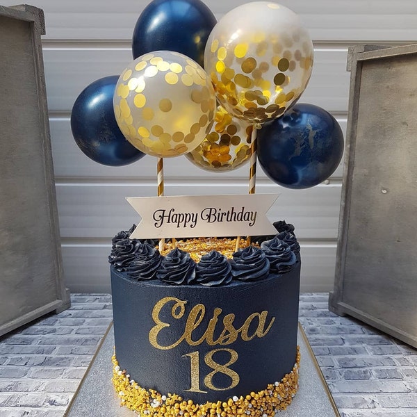 Ballon Cake Topper Konfetti 5" Mini Wimpel Girlande Party Geburtstag Hochzeit Henne Baby Verlobt Kuchen One Smash Geschenk Navy Gold Confetti