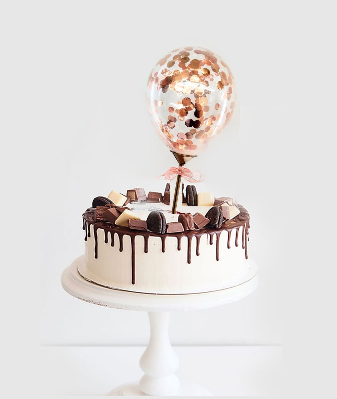 Rose Gold Cake Topper Confetti Balloons 5" Latex Partyballoon Bouquet ...