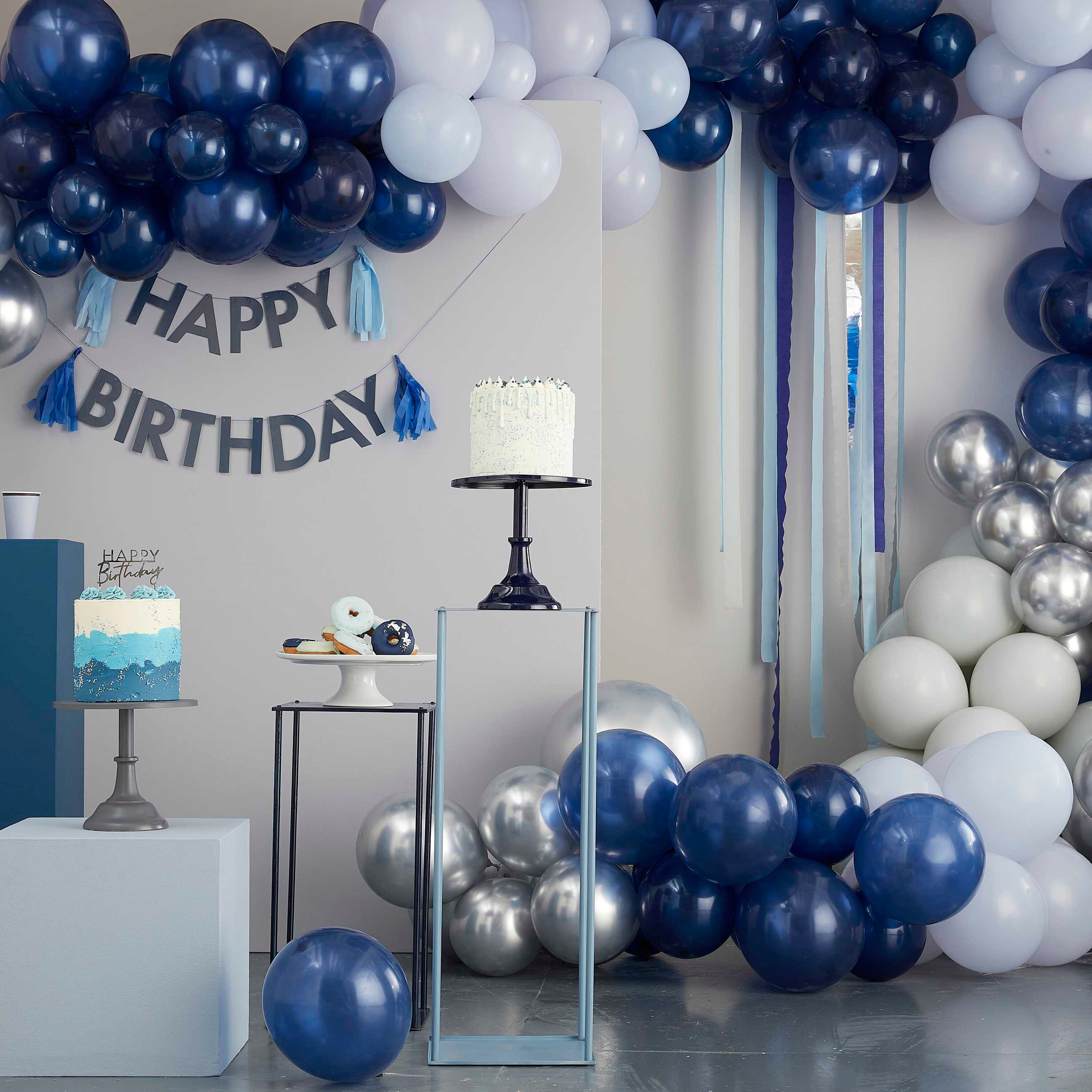 142-Piece Navy Blue & Silver Balloon Garland Kit - Graduation Party Decorations Class Of 2025