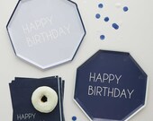 Navy Blue Plates Happy Birthday Party Paper Decorations Boys Table Decor Set Eco Celebration