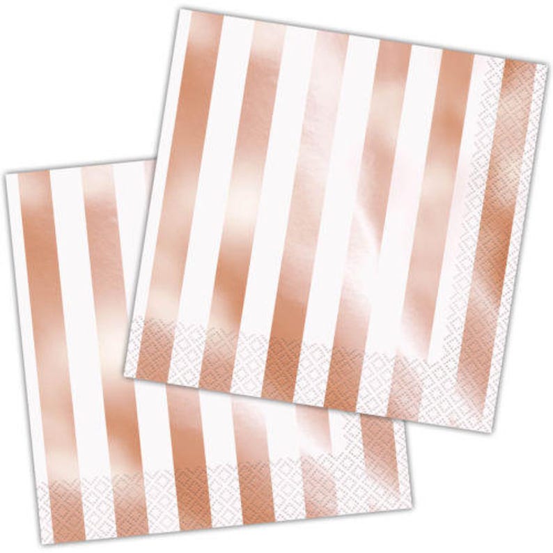 Rose Gold Napkins Stripe Napkins Rose Gold Party Tableware Etsy