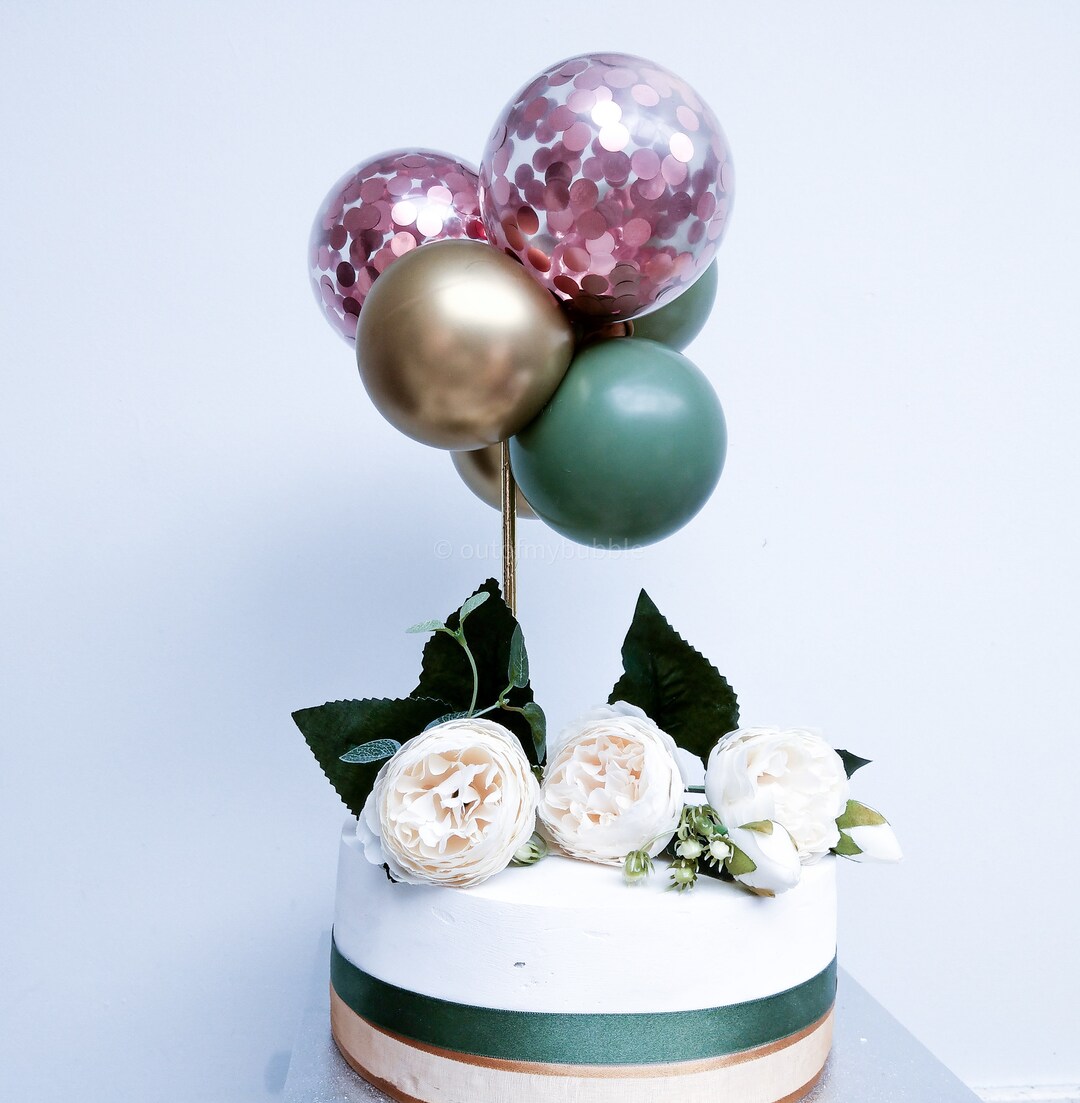 Rose Gold Balloon Cake Topper Confetti DIY Kit Happy Birthday ...