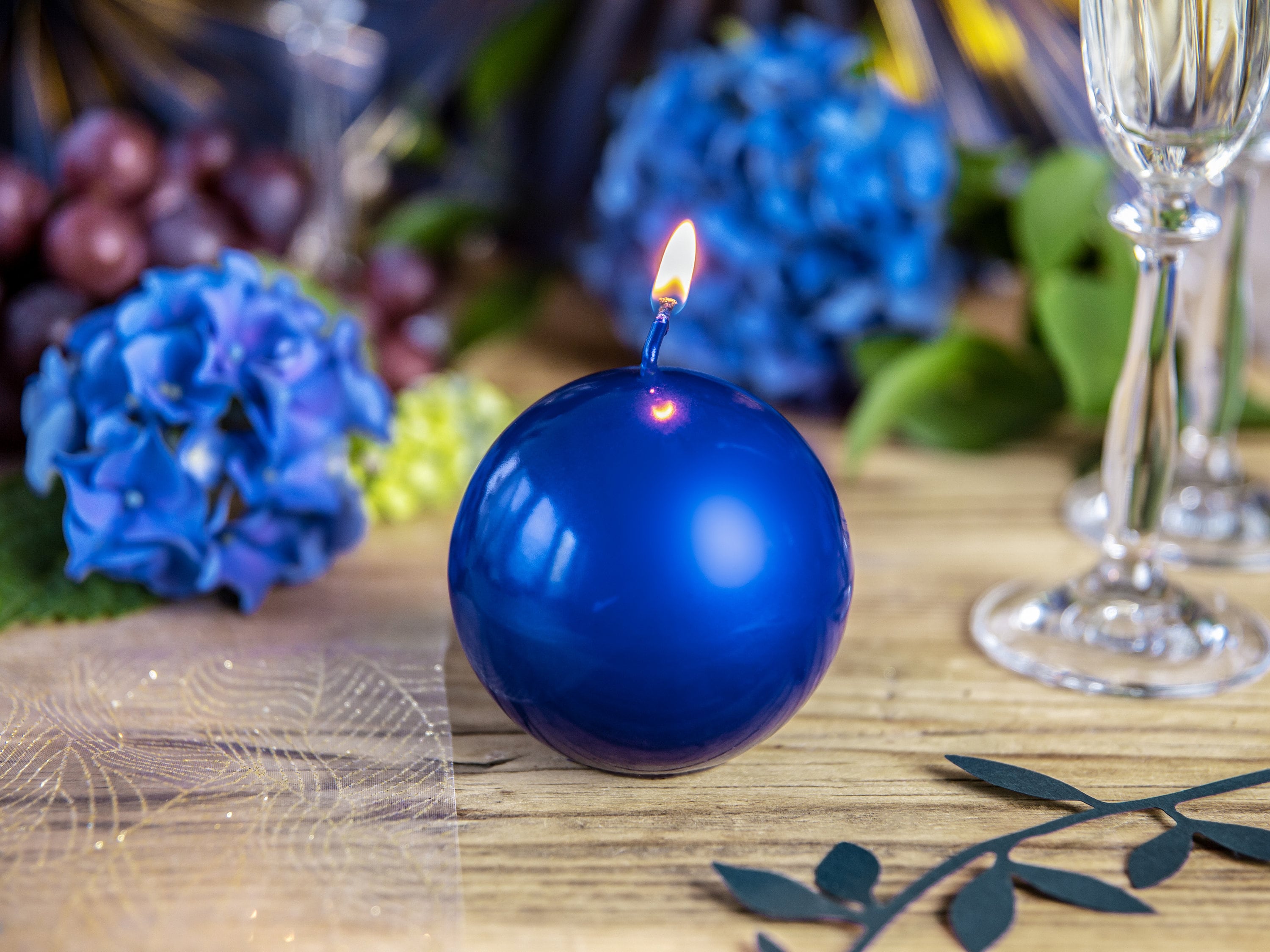 Navy Blue Sphere Candles Candles Happy Birthday Christmas Etsy