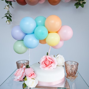 Pastel Ballon Cake Topper Roze Blauwe Perzik Pistache Lila Geel Mint Perzik Boog Slinger Verjaardag Bruiloft Vrijgezellenfeest Baby Verloofd Een