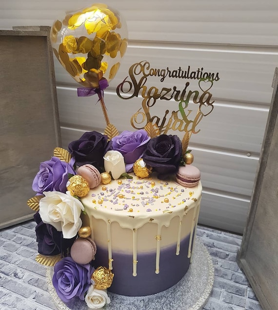 Balloon Confetti Cake Topper 5 Happy Birthday Wedding - Etsy Sweden