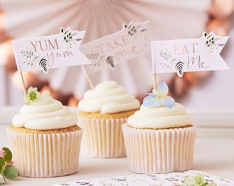 Rose Gold Floral Nachmittag Tee Party Essen Picks, alles Gute zum Geburtstag Party hängen Deko, Henne Party Banner, lässt Party Dekorationen