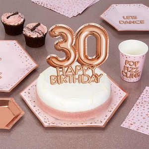 Happy Birthday Cake Topper, 21, 18, 16, 30, 40, 20, 50, Rose Gold Cake Topper, Card Cake topper, Glitz, Pink and Rose Gold Deocrations