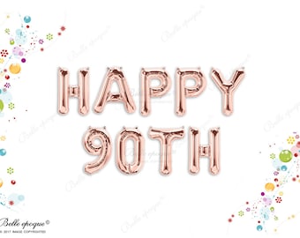 HAPPY 90TH Custom name | Rose Gold Balloons | Gold Silver Balloons | Party Balloons | Custom Letter | Custom Balloons | Birthday | Wild ONE