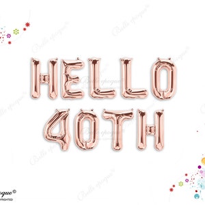 HELLO 40TH Custom name | Rose Gold Balloons | Gold Silver Balloons | Party Balloons | Custom Letter | Custom Balloons | Birthday | Wild ONE