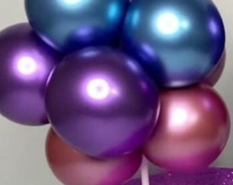 Balloon Cake Topper Kit Purple Blue Mauve Chrome